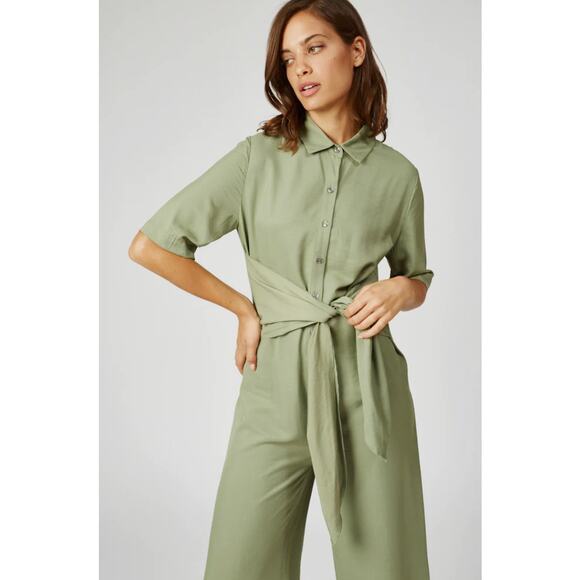 NWT Silk & Salt Olive Green Plus Wide Leg Utility The Rubin Jumpsuit Size XXL - Picture 2 of 14